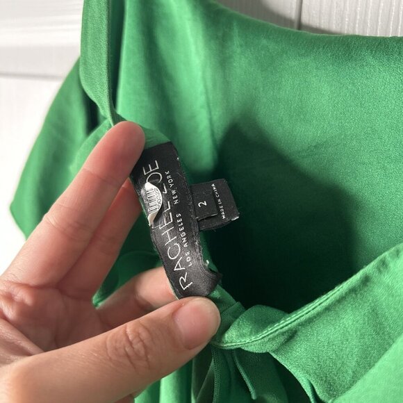 Rachel Zoe Portland Emerald Green Asymmetrical Ruffle Top Women's Size 2 - Picture 8 of 10